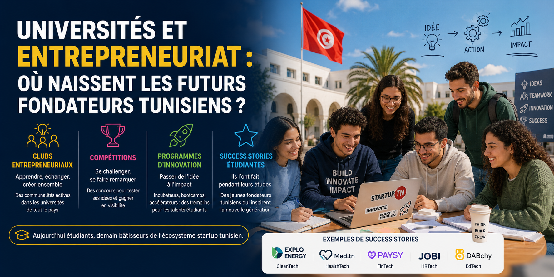 Hero image for Universités et entrepreneuriat : où naissent les futurs fondateurs tunisiens ?